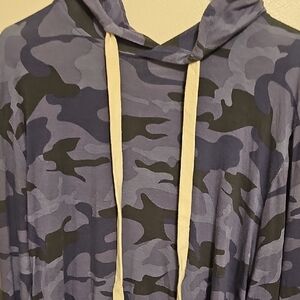 Blue Camouflage Hoodie with Drawstrings